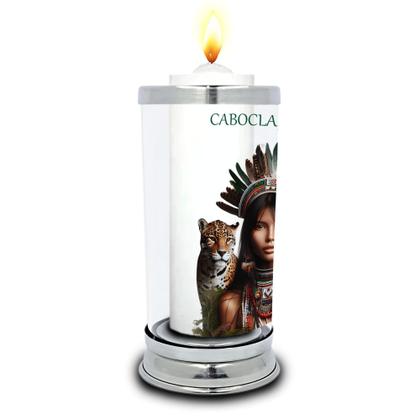 Imagem de Protetor de Velas 7 dias Cabocla Jurema Copo Vidro Castiçal