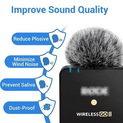 Imagem de Protetor de vento peludo com 4 para-brisas para Rode Wireless Go II