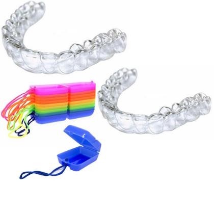 Imagem de Protetor dental bruxismo infantil c caixinha kit 2 placas