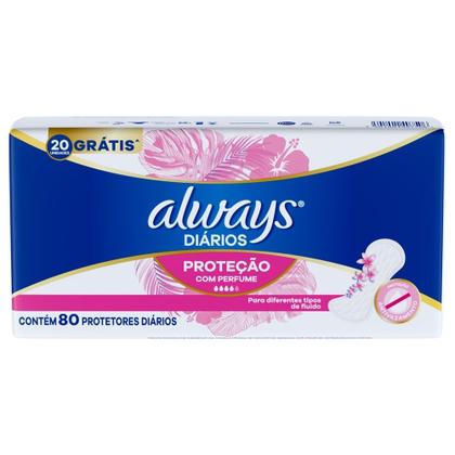 Imagem de Protetor Diário Always Proteção com Perfume 80 Unidades