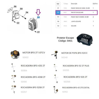 Imagem de Protetor do Escape P/ Motor BFG 1.67cv - Roçadeiras 43/ 52CC