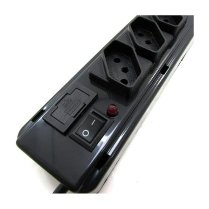 Imagem de Protetor Elétrico 6 Tomadas C/ Extensão Fusível De Proteção 