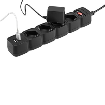 Imagem de Protetor Eletrônico com 4 Tomadas e 2 USB EPE 204 USB+ Preto Intelbras