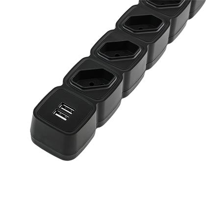 Imagem de Protetor Eletrônico com 4 Tomadas e 2 USB EPE 204 USB+ Preto Intelbras