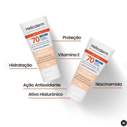 Imagem de Protetor FPS70 Bege Claro: Proteção e Hidratação  Helioderm