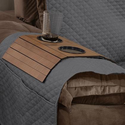 Imagem de PROTETOR IMPERMEÁVEL DE SOFÁ RETRÁTIL 2,20m x 2,40m COM BOLSO LATERAL E PORTA COPOS DE MDF