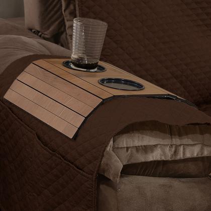 Imagem de PROTETOR IMPERMEÁVEL DE SOFÁ RETRÁTIL 2,20m x 2,40m COM BOLSO LATERAL E PORTA COPOS DE MDF