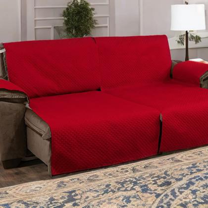 Imagem de Protetor Impermeável Para Sofá Retrátil e Reclinável de 2 Módulos 2,20 Metros Com Elástico Fixador e Bolso Lateral 