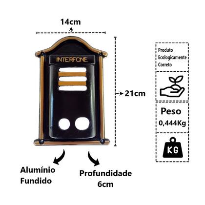 Imagem de Protetor Interfone Caixa de Alumínio Fundido Ouro 21x14x6cm