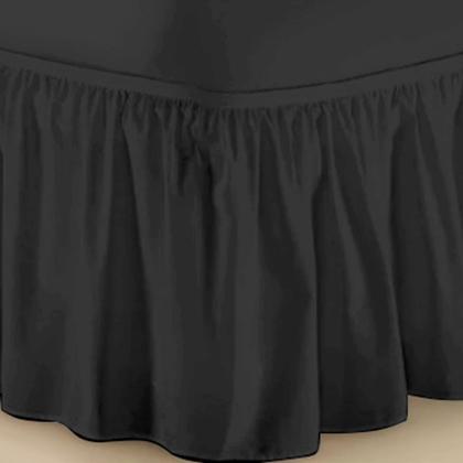 Imagem de Protetor P/ Colchão Casal Queen + 2 Porta Travesseiro Impermeável + Saia Box Preto