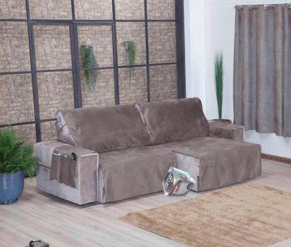 Imagem de Protetor p/ Sofá Retrátil de 2 módulos medindo 3,00m Contando com os Braços (2,40m sem contar os Braços)  Camurça Suede