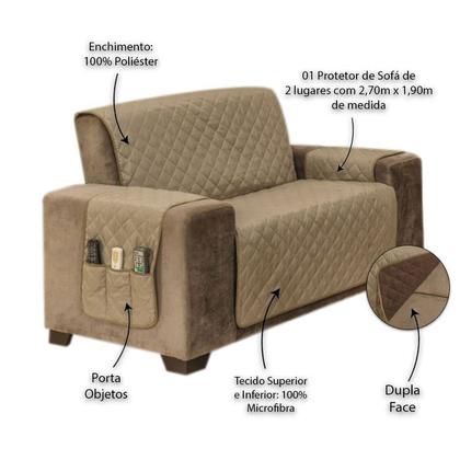 Imagem de Protetor para Sofá de 2 Lugares Manu dupla face