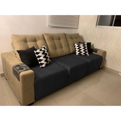 Imagem de protetor para sofa retratil 1,40 2 modulos medida sem contar os braços + assento impermeavel por baixo,com fixador para