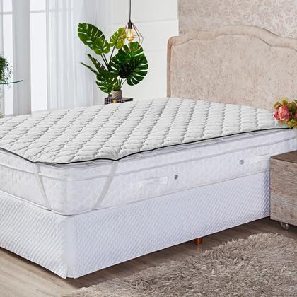 Imagem de Protetor Pillow Top Branco Casal Padrão Super Volumoso 300g Microfibra