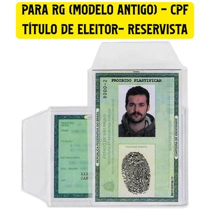 Imagem de Protetor Porta Documento Tamanho Identidade RG 7,5x10,5cm Com Aba 100 Unidades ACP P7 Plástico