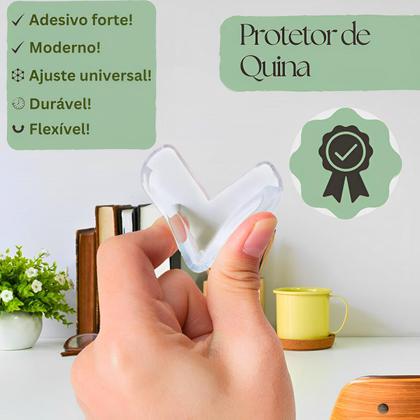 Imagem de Protetor Quina Canto Borda Silicone Kit 8 Un Proteção de Móveis Mesa Para Bebês Cantoneira Adesivo