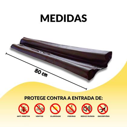 Imagem de Protetor Rodinho Veda Porta Impermeável Contra Insetos Vento Barulho Claridade 80cm Marrom