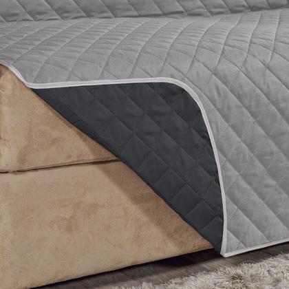 Imagem de Protetor Sofá 4 Lugares Impermeável Dupla Face Cinza/Preto - 7810