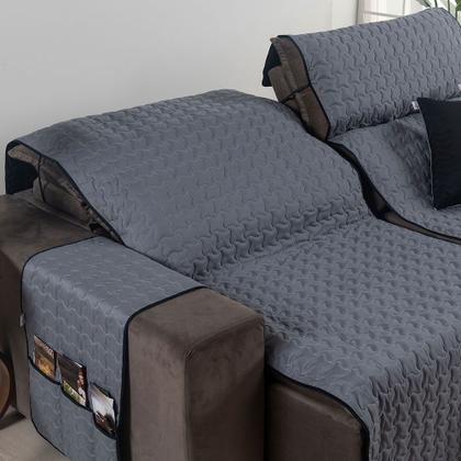 Imagem de Protetor Sofá Retrátil Reclinável 3 Lugares King Dupla Face 400 Fios