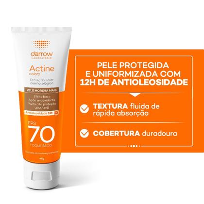 Imagem de Protetor Solar Actine Colors Pele Morena Mais FPS 70 Toque Seco 40g