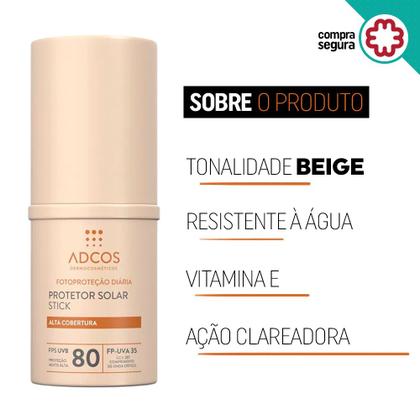 Imagem de Protetor Solar Adcos Tonalizante Base Stick Fps80 17g Cores