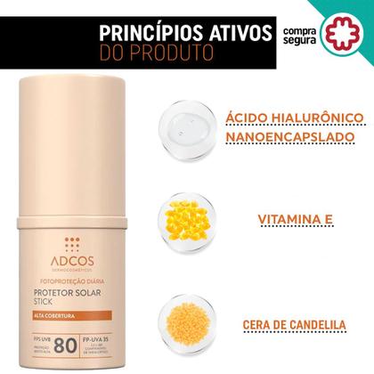 Imagem de Protetor Solar Adcos Tonalizante Base Stick Fps80 17g Cores