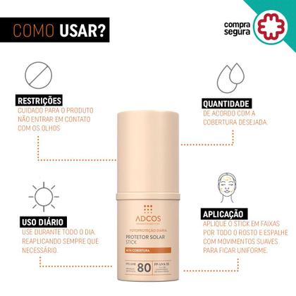 Imagem de Protetor Solar Adcos Tonalizante Base Stick Fps80 17g Cores