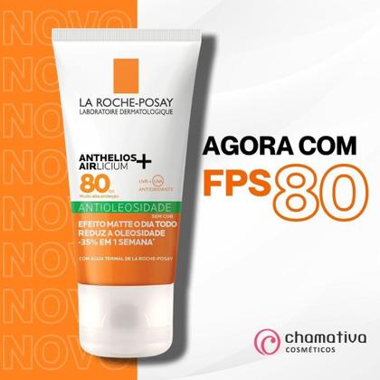 Imagem de Protetor Solar Anthelios Airlicium FPS80 Antioleosidade S/ Cor Oil Free Toque SecoLa Roche Posay 40g