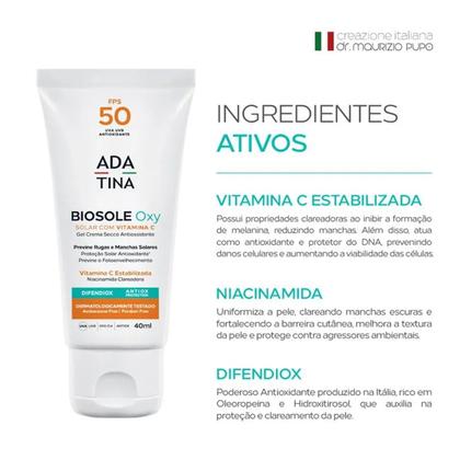 Imagem de Protetor Solar Biosole Oxy FPS50 VIt C e Niaci 40ml Ada Tina