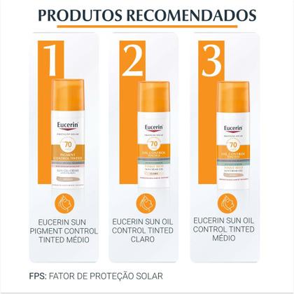 Imagem de Protetor Solar com Cor Eucerin Sun Pigment Control Creme Facial Tinted FPS70 50ml