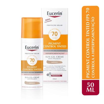 Imagem de Protetor Solar com Cor Eucerin Sun Pigment Control Creme Facial Tinted FPS70 50ml