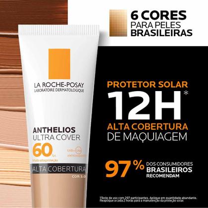 Imagem de Protetor Solar Facial com Cor Alta Cobertura e Toque Seco FPS 60 La Roche-Posay Anthelios Ultra Cover
