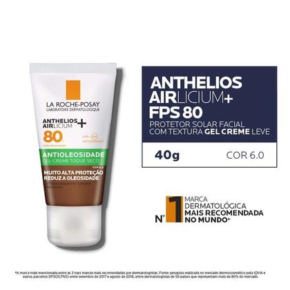Imagem de Protetor Solar Facial com Cor La Roche Posay Anthelios Airlicium+ FPS80