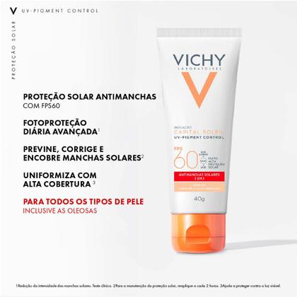 Imagem de Protetor Solar Facial com Cor Vichy Capital Soleil - UV Pigment Control FPS60