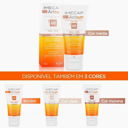 Imagem de Protetor Solar Facial FPS 60 Imecap Actsun Pele mista 50g
