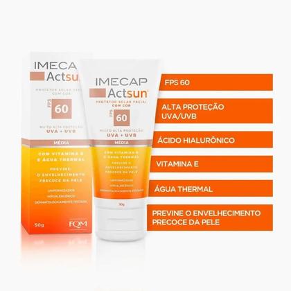 Imagem de Protetor Solar Facial FPS 60 Imecap Actsun Pele mista 50g