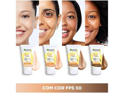 Imagem de Protetor Solar Facial Garnier FPS 50 com Cor - Garnier SkinActive Vitamina C Uniform e Matte 30g