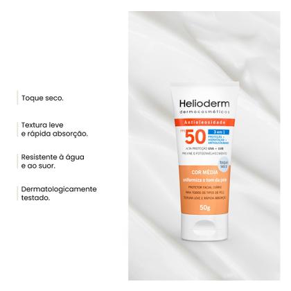 Imagem de Protetor Solar Facial Helioderm Suncare FPS 50 Com Cor 50g