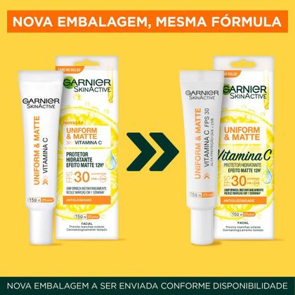 Imagem de Protetor Solar Facial Hidratante Garnier Uniform & Matte Vitamina C FPS 30 15g