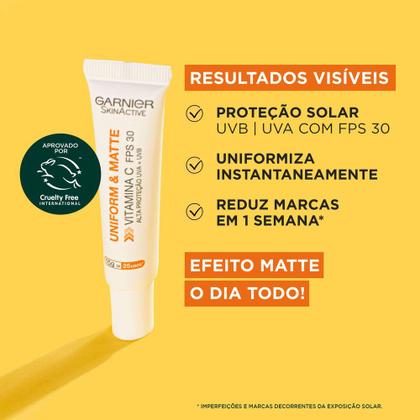 Imagem de Protetor Solar Facial Hidratante Garnier Uniform & Matte Vitamina C FPS 30 15g