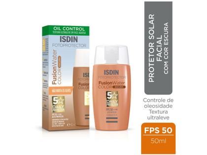 Imagem de Protetor Solar Facial Isdin FPS 50 com Cor Escura - Fotoproteção 5 Stars Fusion Water 50ml