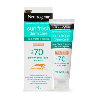 Imagem de Protetor Solar Facial Neutrogena Sun Fresh Derm Care FPS 70 Pele Morena 40g