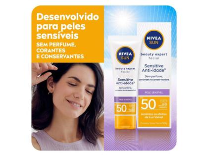 Imagem de Protetor Solar Facial Nivea Sun FPS 50  - Beauty Expert Sensitive 50g