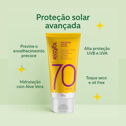 Imagem de Protetor Solar Facial Ricosol Toque Seco Oil-free Fps70 50g