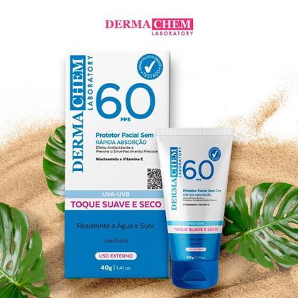 Imagem de Protetor Solar Facial Sem Cor 60 Fps 40g - Dermachem