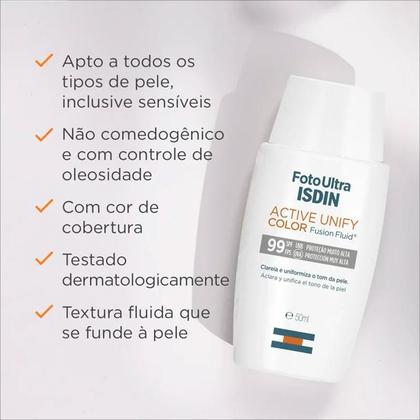 Imagem de Protetor Solar FotoUltra ISDIN Active Unify Color FPS99 50ml