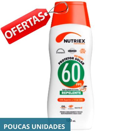 Imagem de Protetor Solar Fps 60 Com Ação Repelente 120ml Nutriex 1/3 UVA UVB Bloqueador Solar Fator 60 Creme P
