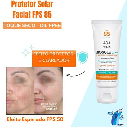 Imagem de Protetor solar fps 85 12hs clareador biosole oxy 40ml ada tina peles com manchas e melasma vitamina c