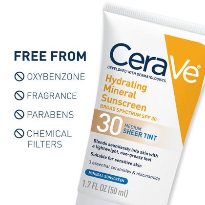 Imagem de Protetor Solar Mineral CeraVe Hydrating SPF 30 com Sheer Tint - 50ml