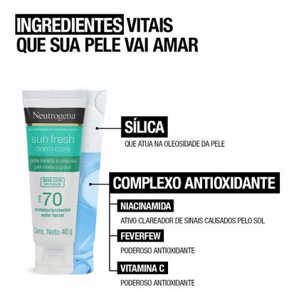 Imagem de Protetor Solar Neutrogena Sun Fresh Derm Care Facial FPS70